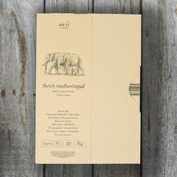 Vázlattömb - SMLT Sketch Pad- Natural Brown, 135g, 80 lap, A4 mappában