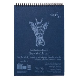 Vázlattömb - SMLT Grey Sketch authenticpad, spirálos, mikroperforált - szürke, 180gr, 30 lapos A4