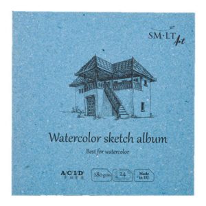 Akvarell mini album - SMLT Watercolor sketch album 280gr, 24 lapos, 14x14cm