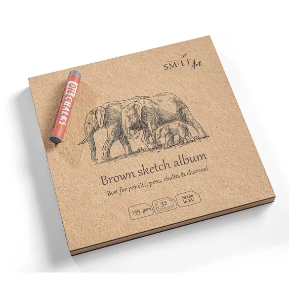 Natúr barna mini album 180°-os - SMLT Sketch authenticbook - Natural Brown 32 lap, 14x14cm
