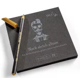 Fekete mini album 180°-os - SMLT Black sketch album 170gr, 32 lapos, 14x14cm