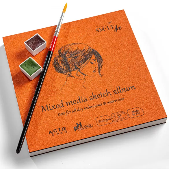 SMLT Drawing authenticbook - Mixed Media 200gr, 32 sheets, 14x14cm