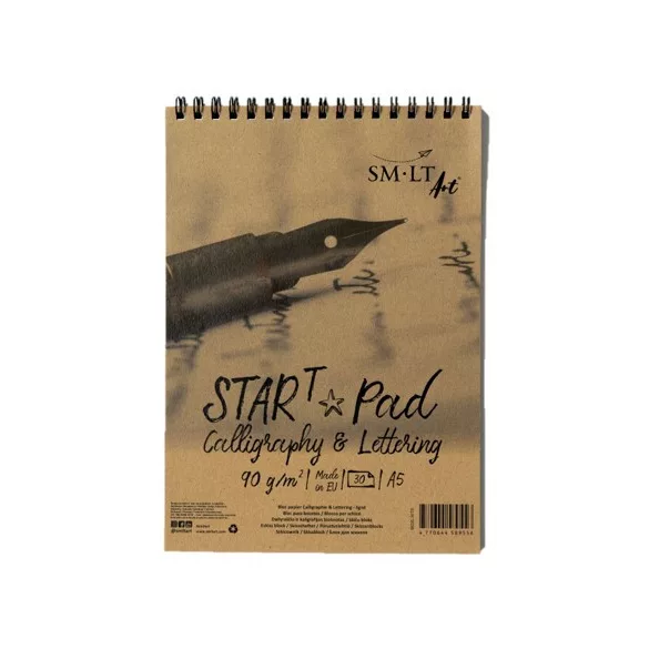 Kalligráfia tömb, Vonalazott - SMLT Start Pad, Calligraphia - Lettering - 90gr 30 lapos A4 spirálos