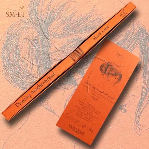 Vázlat- és festőtömb - SMLT Drawing authenticpad mappában - Mixed Media, 200gr, 40 lap, A/4