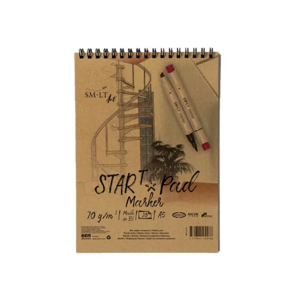Markertömb - SMLT Start Pad spirálos Marker tömb 70 gr, 20 lapos A4 spirálos