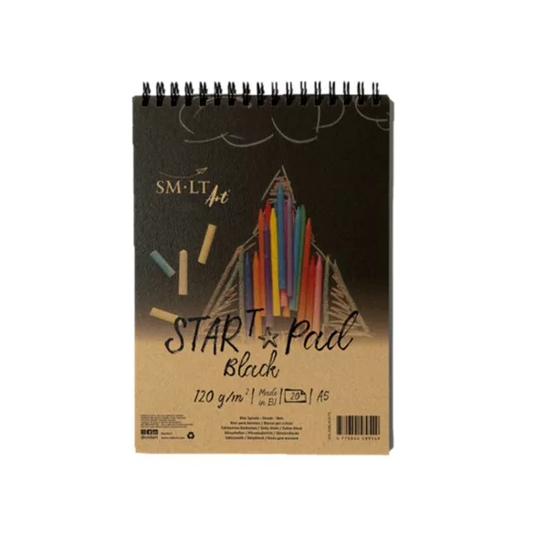 Pasztelltömb - SMLT START PAD Fekete, 120gr, 20 lapos A4 spirálos