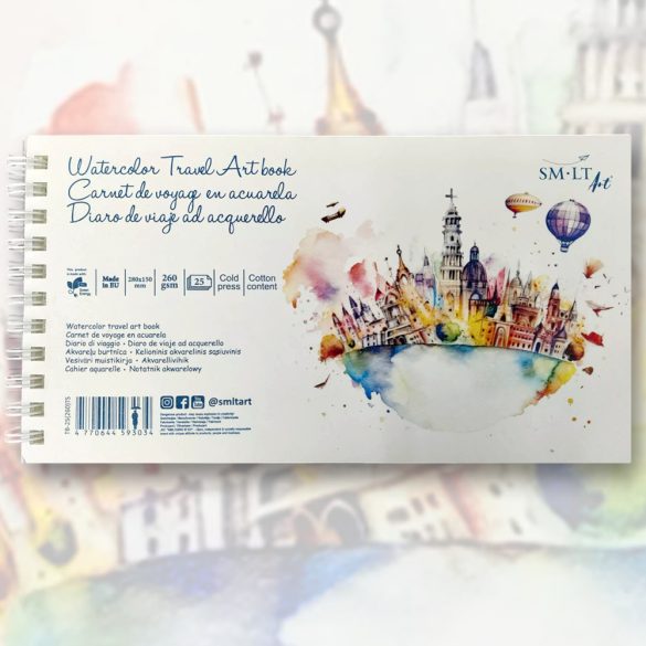 SMLT Travel Art Book - Watercolor 260gr, 25 sheets , Spiral - 280x150mm