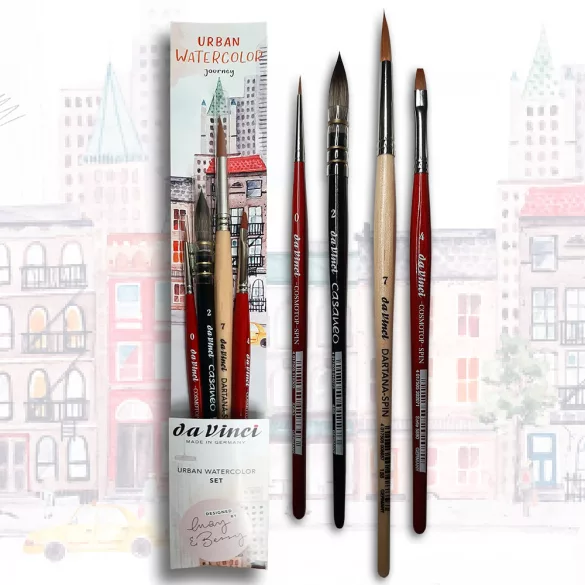 Watercolour Brush Set 4pcs - Da Vinci Urban Watercolor Jouney 5601