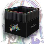 Coloured Pencil Set - Black Edition Colour Pencils in Pencil Holder - 100pcs