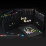 Coloured Pencil Set - Black Edition Colour Pencils in Pencil Holder - 100pcs