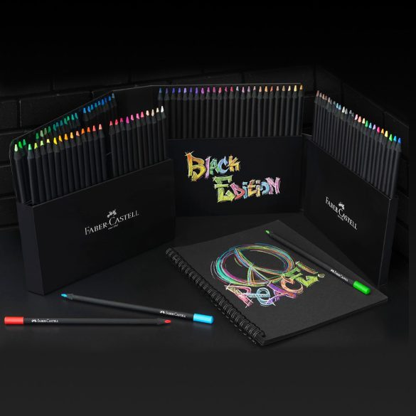 Coloured Pencil Set - Black Edition Colour Pencils in Pencil Holder - 100pcs