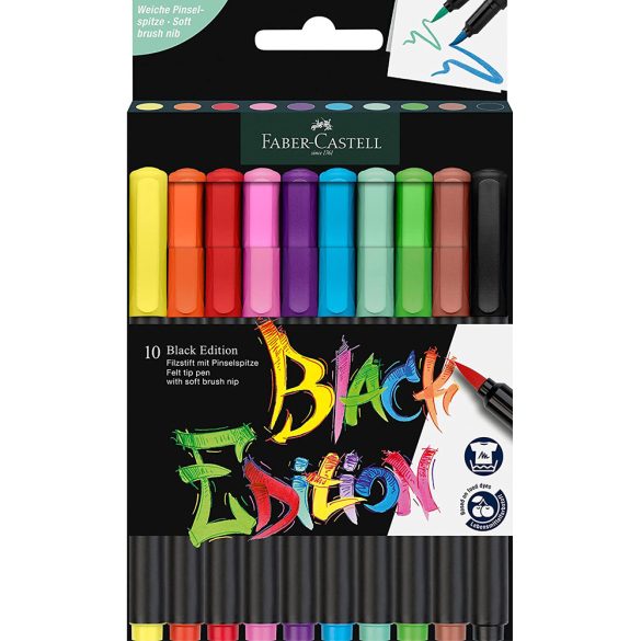 Faber-Castell Brush Pen Set - Black Edition, Cardboard Box of 10