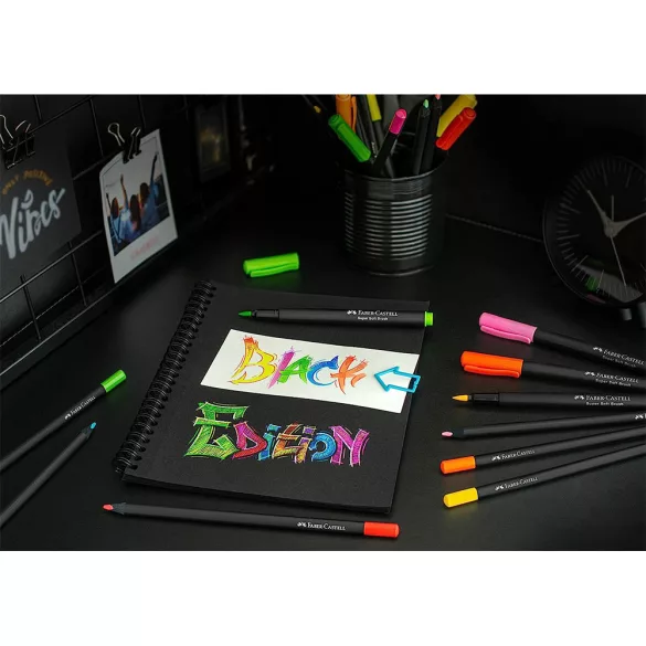 Faber-Castell Brush Pen Set - Black Edition, Cardboard Box of 10