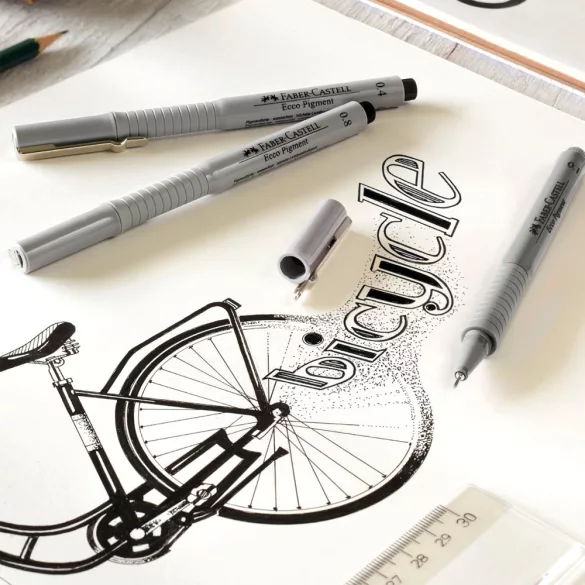 Filckészlet - Faber-Castell Ecco Pigment - tűhegyű tustoll készlet - 4 darabos - Unicycle