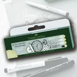 Filckészlet - Faber-Castell 4 Pitt Artist Pens Black&White