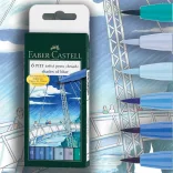 Faber-Castell Pitt Artist Pen Brush India ink pen, wallet of 6, Shades of blue