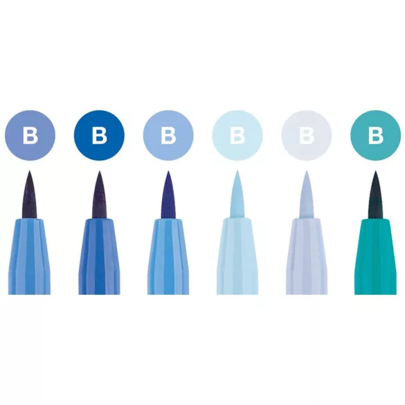 Faber-Castell Pitt Artist Pen Brush India ink pen, wallet of 6, Shades of blue