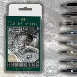 Faber- Castell 8 Pitt Artist Pens - Black&Grey