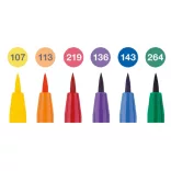 Faber-Castell Pitt Artist Pen Brush India ink pen, wallet of 6, Colour wheel