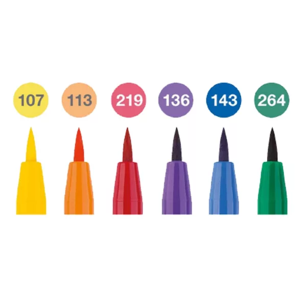 Faber-Castell Pitt Artist Pen Brush India ink pen, wallet of 6, Colour wheel