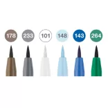 Faber-Castell Pitt Artist Pen Brush India ink pen, wallet of 6 - Winterlude