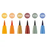 Faber-Castell Pitt Artist Pen Brush India ink pen, wallet of 6, Harvest