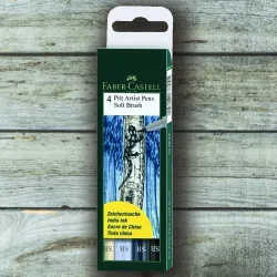   Filckészlet - Faber-Castell 4 Pitt Artist Pens Soft Bursh - Kék/Szürke