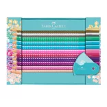 Coloured Pencil Set - Faber-Castell Sparkle colour pencil set, tin turquoise, 21 pieces