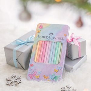 Coloured Pencil Set - Faber-Castell Sparkle colour pencil tin with 12 Sparkle colour PASTEL pencils