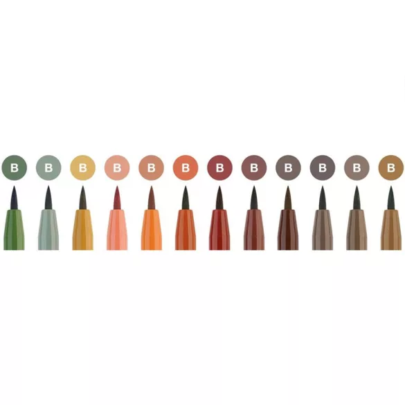 Faber-Castell Pitt Artist Pen Brush India ink pen, set of 12, Earth tones