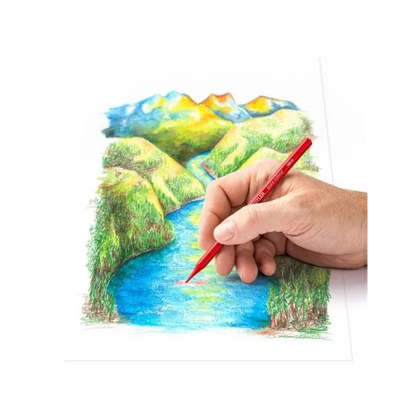 Akvarellceruza készlet fém dobozban, hatszögletű ceruzákkal - STAEDTLER - 12 színű készlet