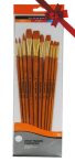 Gold Taklon Brush Set 10 - Assorted - Long Handle