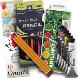   Iskolai alapcsomag, festéshez, grafikához - Essential school pack for painting and drawing 12pcs