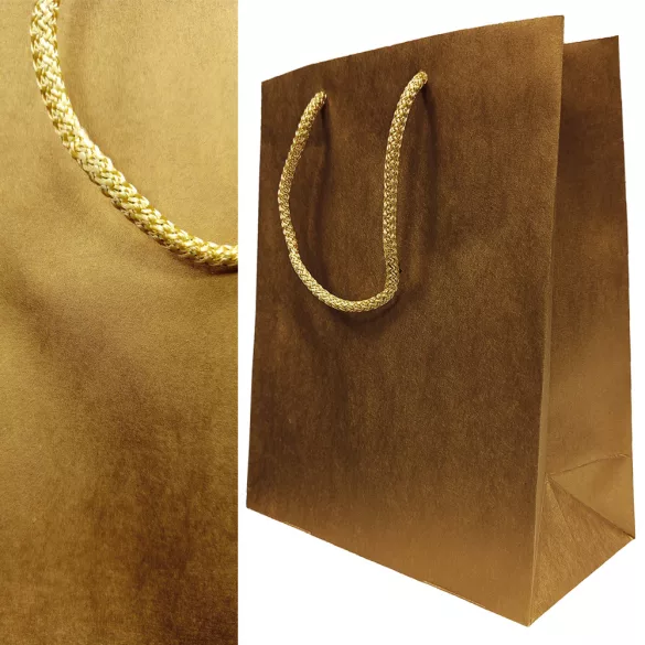 Gift bag with cord handle, gold, 10x20x25cm