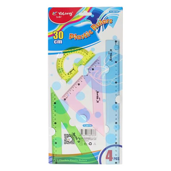 Vonalzókészlet, 4db-os - Yalong 30cm Flexible Plastic Rulers 4pcs