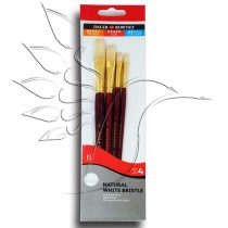 Natural White Bristle Brush Set 4 - Assorted - Long Handle