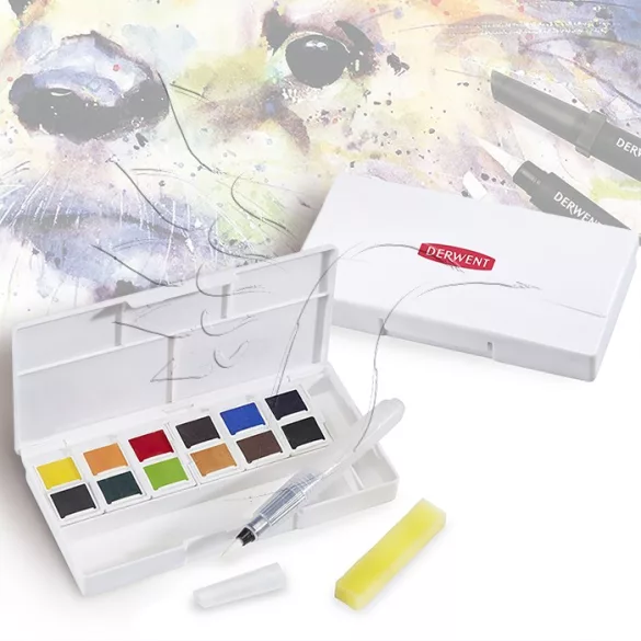 Derwent Inktense Paint Pan Travel Set Palette 12pcs