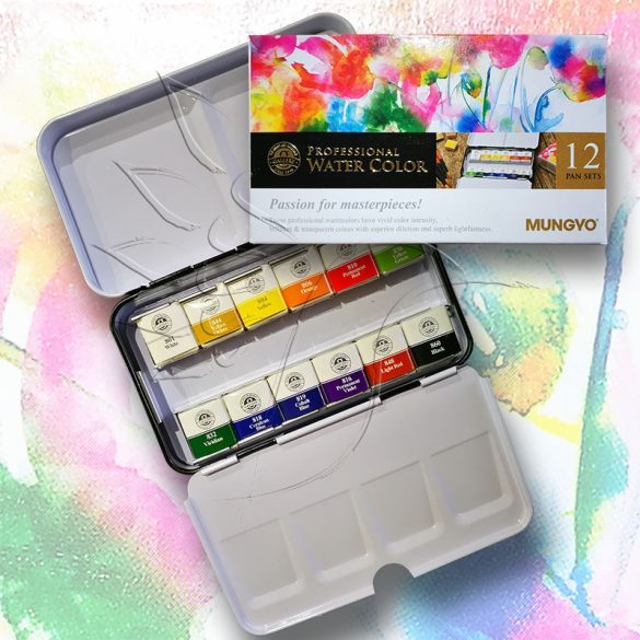 Akvarellfesték készlet - Mungyo Professional Water Color Passion for masterpieces 12 pan sets