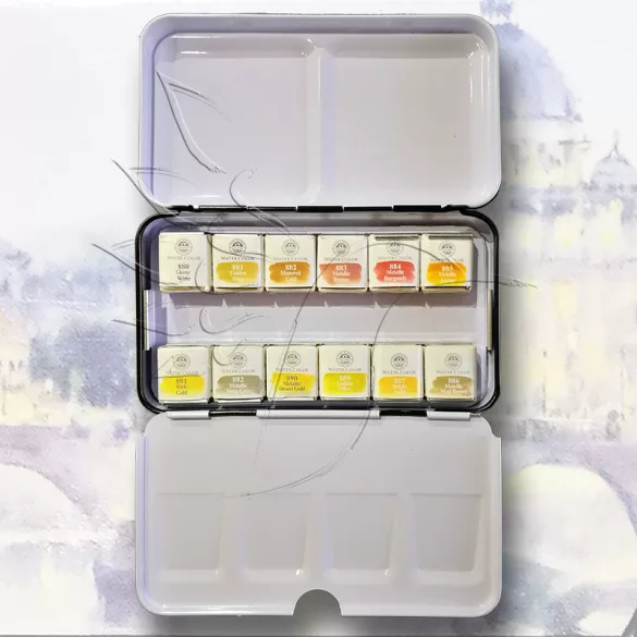 Akvarellfesték készlet METÁL - Mungyo Professional Water Color Brilliant Memories 12 pan sets