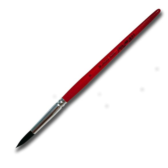 Synthetic Brush - Martin Jaggi Dark synthetic pointed brush with red handle 8200 serie, Size 10