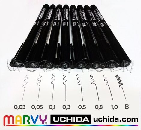 Filc - Marvy UCHIDA Permanent Pen for drawing - alkoholbázisú, tűhegyű és ecsetvégű