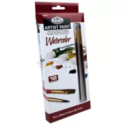   Tubusos akvarellfesték készlet 2 db ecsettel - Royal 12 x 12 ml, tubusos