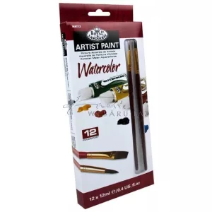 Tubusos akvarellfesték készlet 2 db ecsettel - Royal 12 x 12 ml, tubusos