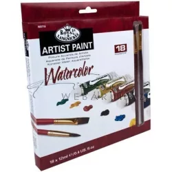  Tubusos akvarellfesték készlet 2 db ecsettel - Royal 18 x 12 ml, tubusos