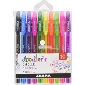 Zebra Doodler'z Zselés toll Készlet - 0,5mm Neon & Fashion Set - 10 db