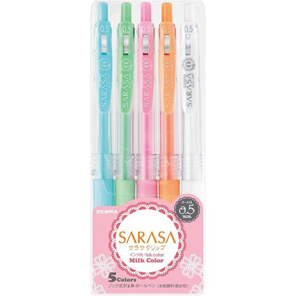 Gel Pen Set - Zebra Sarasa Pen Set - 5pcs - Milk Color