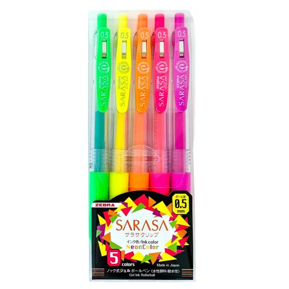Gel Pen Set - Zebra Sarasa Pen Set - 5pcs - Neon Color