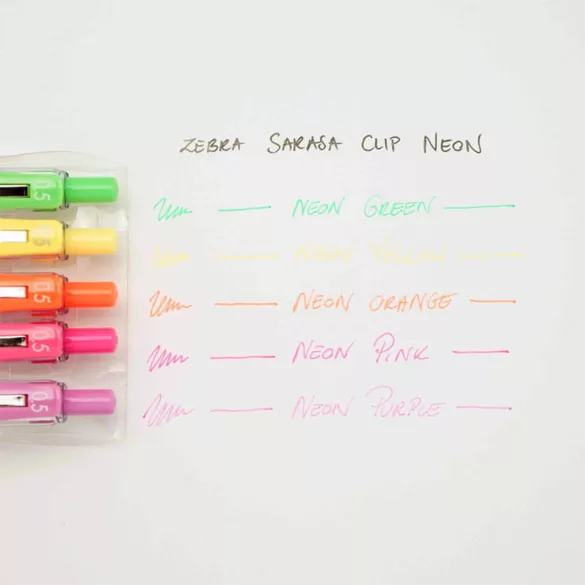 Zseléstoll készlet - Zebra Sarasa tollkészlet - 5db-os - Neon color