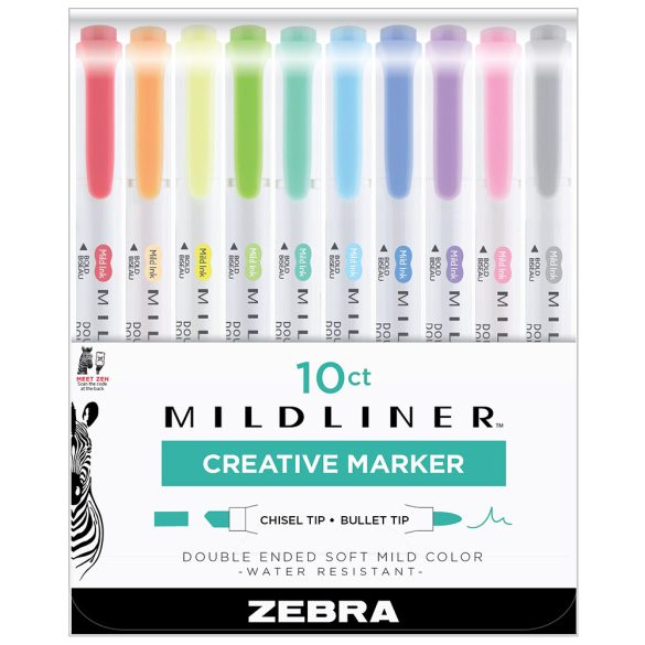 Marker Set with Double Tip - ZEBRA Mildliner Creative Marker - 10pc