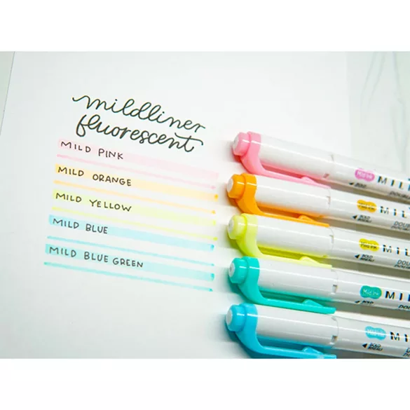 Filckészlet, kétvégű - ZEBRA Mildliner Creative Marker - 5pc - Fluorescent Set